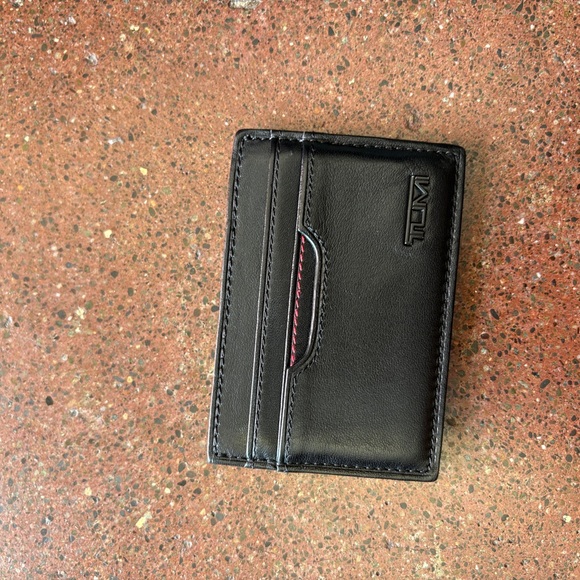Tumi Black Leather Card Wallet - Picture 1 of 5